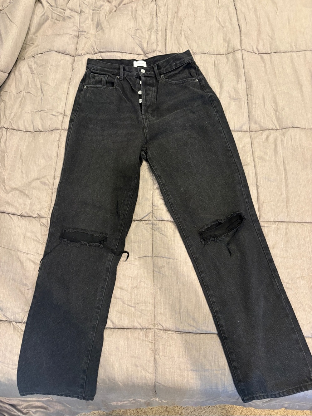 PacSun Black Distressed Straight-Leg Jeans